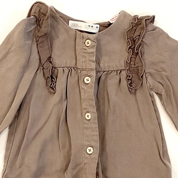 Zara 12-18M Button Up Ruffle Romper - Picture 2 of 4